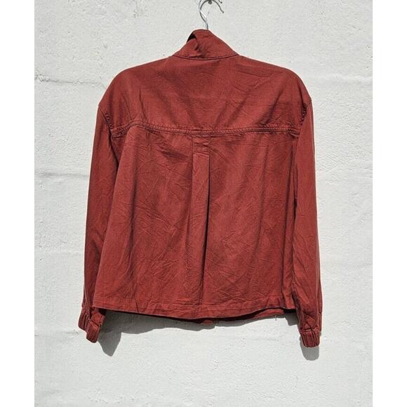 Madewell Womens Jacket Small Rust Orange Button Front Bayview Sleeve Bomber Coat - Picture 9 of 13